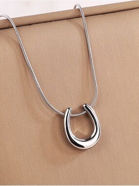 Elegant Silver Horseshoe Pendant Necklace for Women stainless steel waterproof